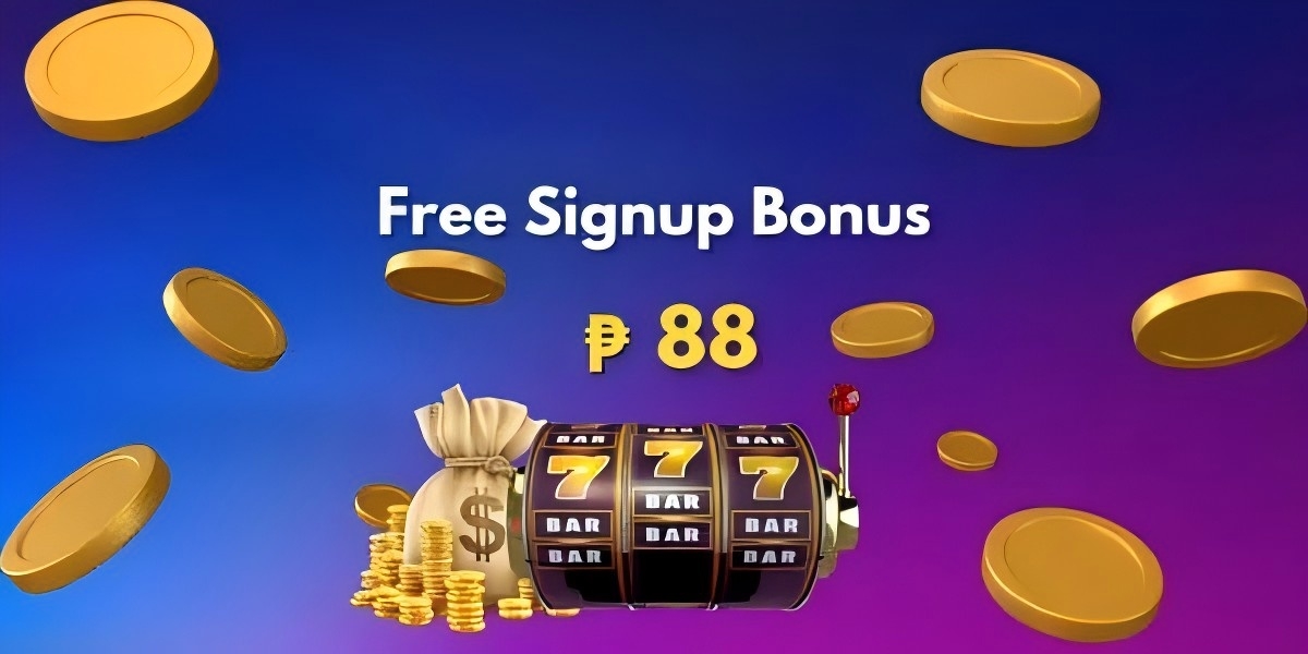 Promotional banner showing golden slot machine reels with a welcome bonus headline